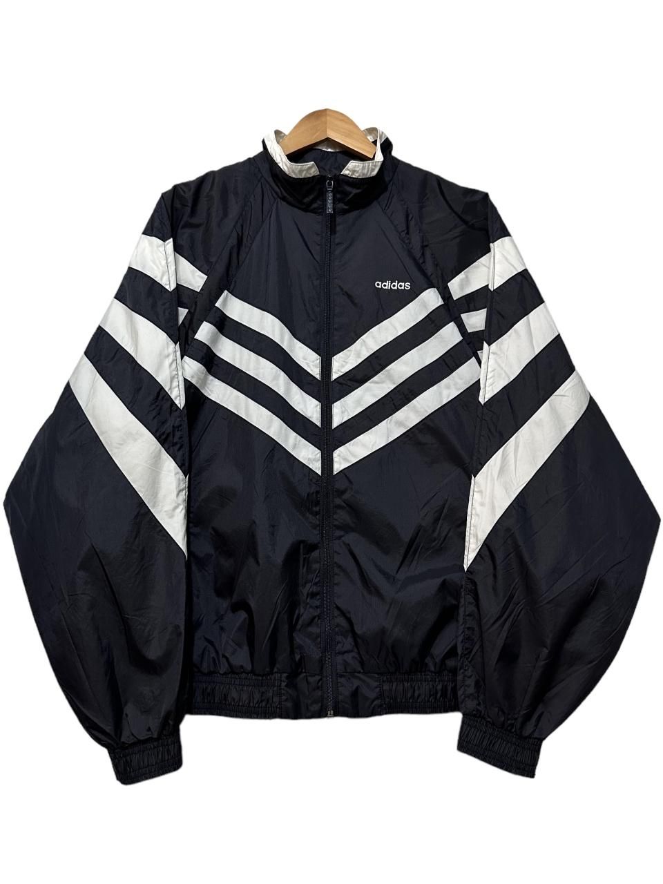 90s adidas Logo Nylon Jacket 黒 S アディダス ナイロンジャケット