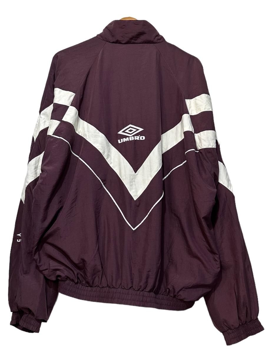 90s UMBRO Logo Nylon Jacket エンジ白 XL アンブロ ロゴ 切り替え