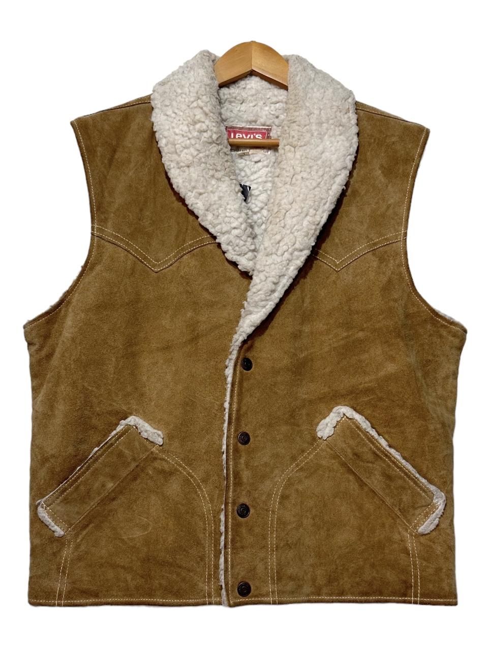 70s Levi's Boa Ranch Vest 茶 L 茶タグ リーバイス Levis ボアベスト