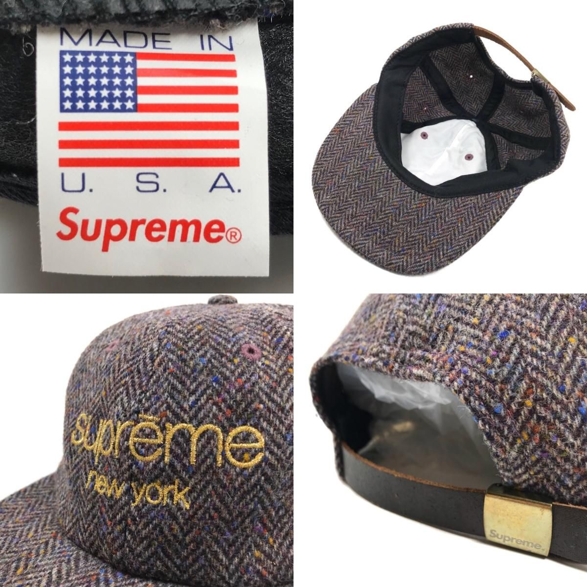 16AW SUPREME Wool Herringbone Classic Logo 6-Panel Cap (PURPLE