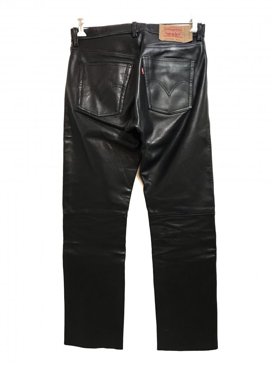 00s Levi's 505-4958 Horse Hide Black Leather Pants 黒 W32