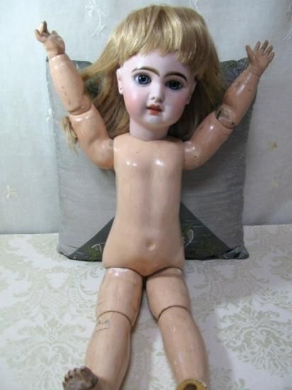 アンティークビスクドール ドレスとボネ 48センチのジュモー8号