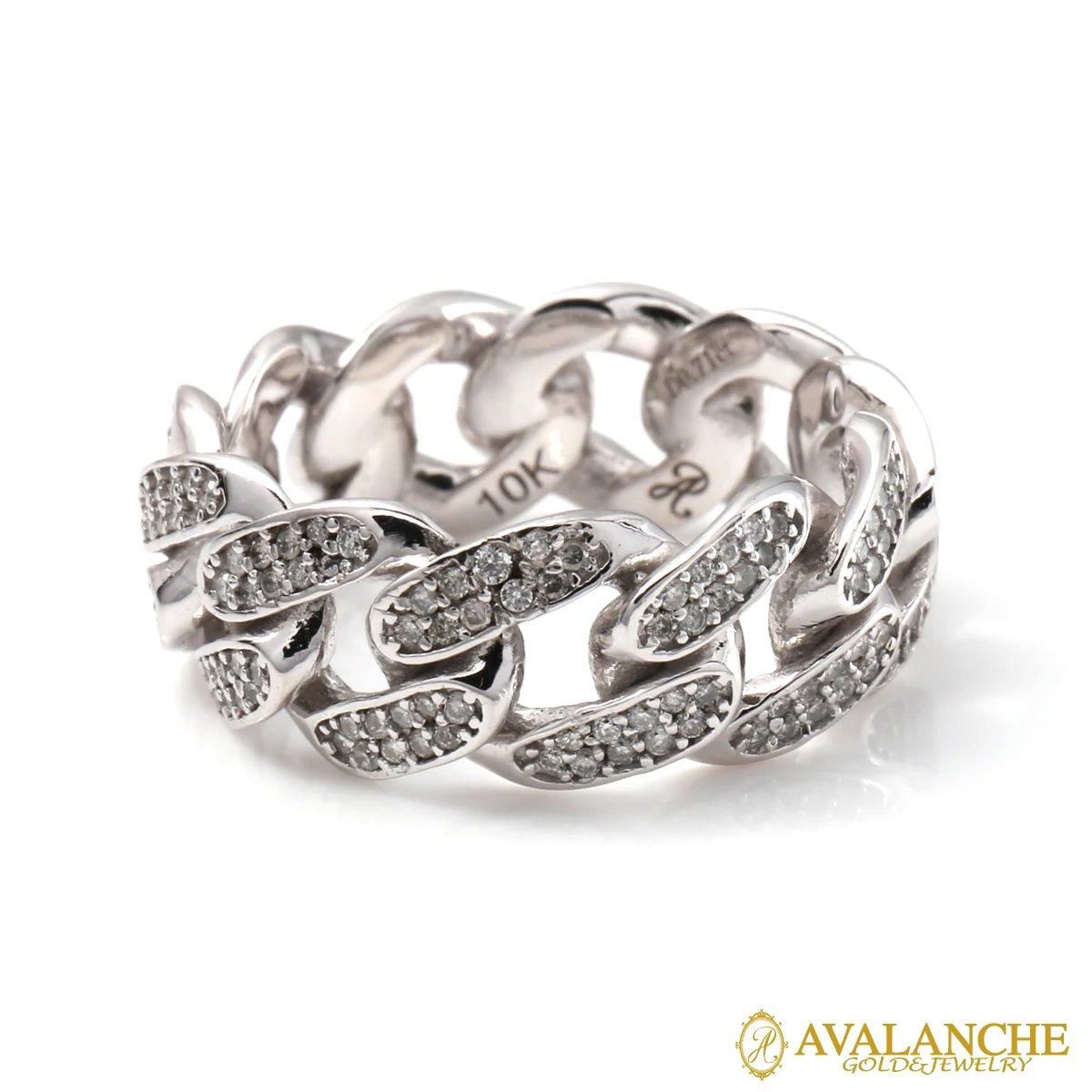 ダイヤモンド 10K ホワイトゴールド リング 13号-19号 - AVALANCHE