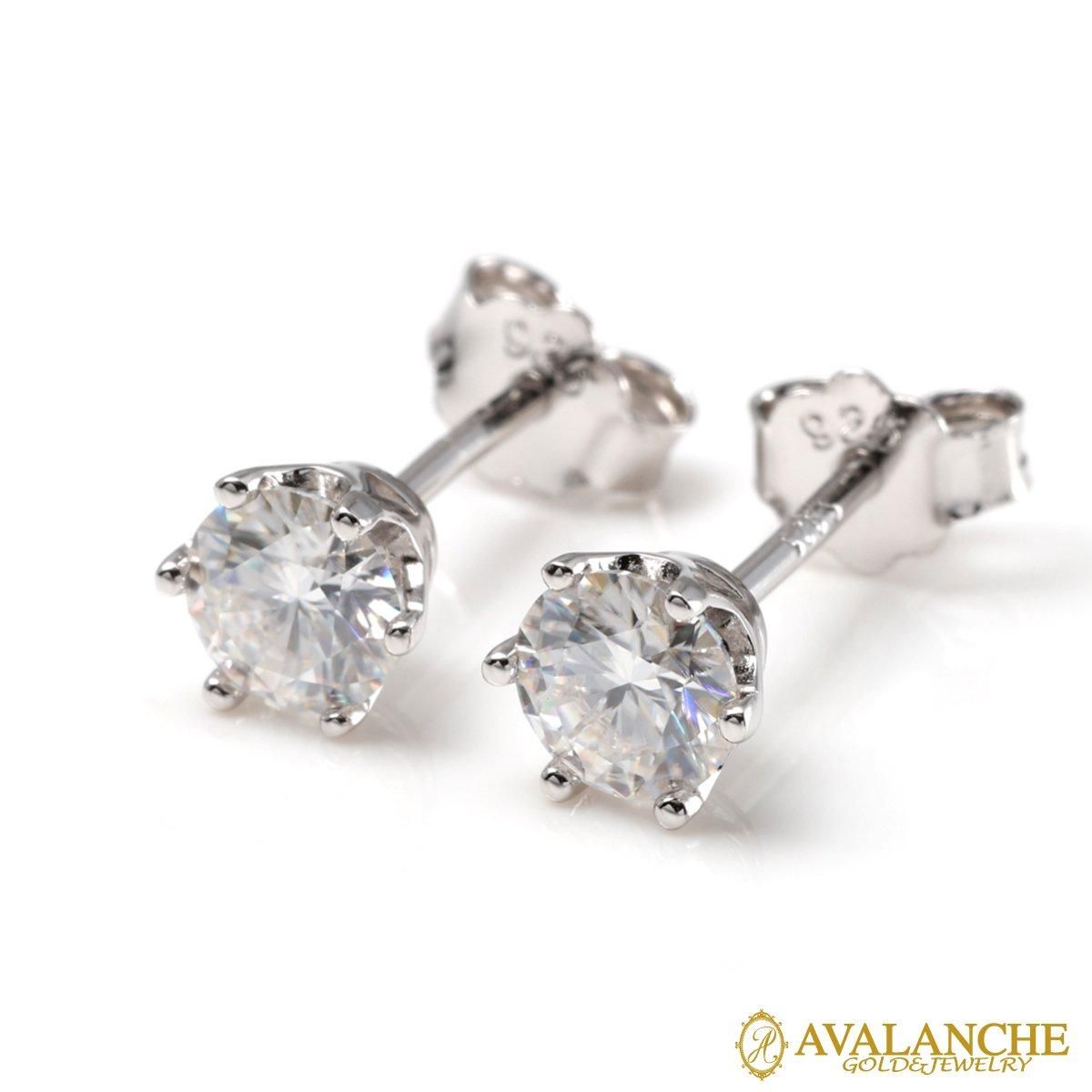 モアサナイト シルバー ソリティアピアス 5mm 6PRONG-0.5CT