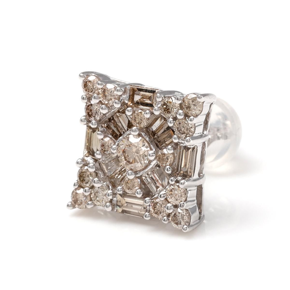 ダイヤモンド 18K ホワイトゴールド ピアス 10mm APE-V4465