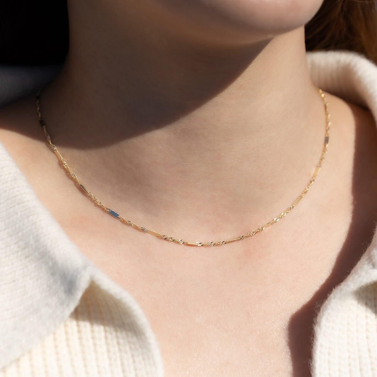 10K イエローゴールド スクリューネックレス 幅1.7mm 40cm-55cm