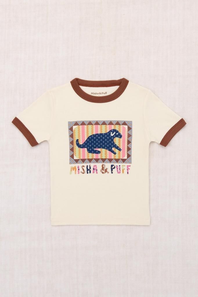 Misha and Puff Dog Collage Ringer Tee - Marzipan - LILY SOURIRE