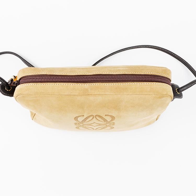 アナグラムスエードショルダーバッグ ベージュ×ブラウン ヴィンテージ