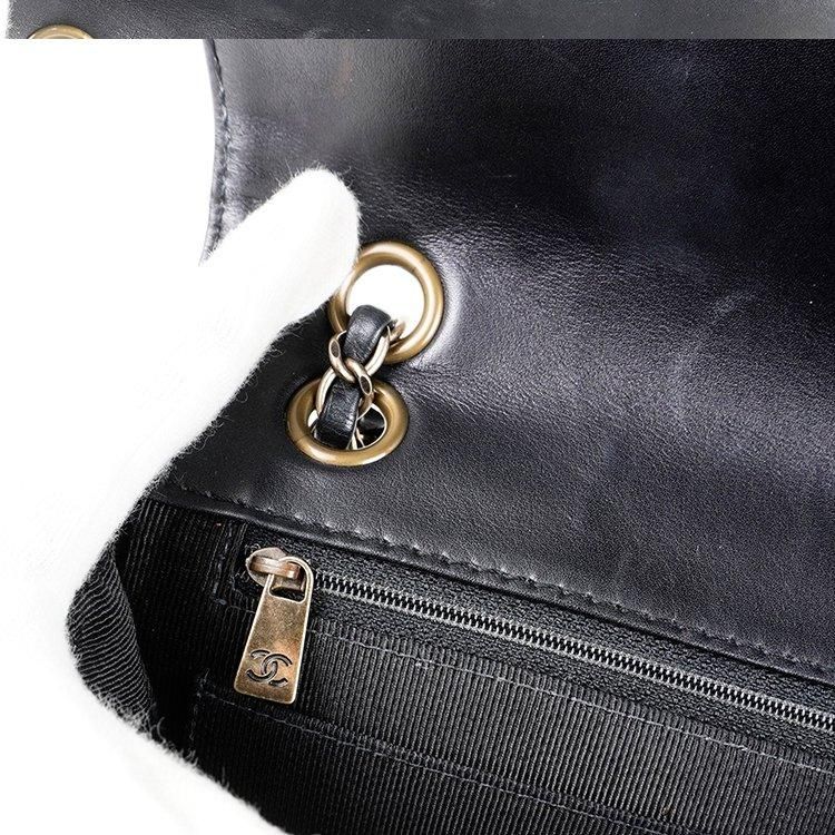 ワイルドステッチダブルチェーンショルダーバッグ カーフスキン