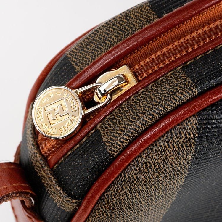 ペカン柄ショルダーバッグ カーキ×ライトブラウン ヴィンテージ