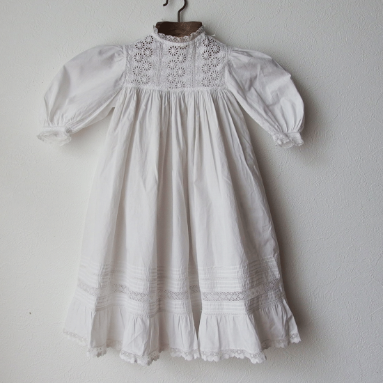 アンティークベビードレス | フランスアンティーク コットン製 洗礼用