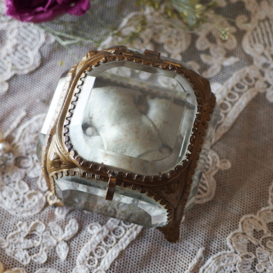 アンティークジュエリーボックス | フランス オルモルとベベルガラスの