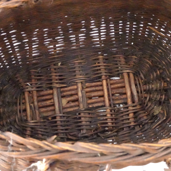 アンティークバスケット | フランス 19世紀 ブラックパニエ 蓋付き 籐