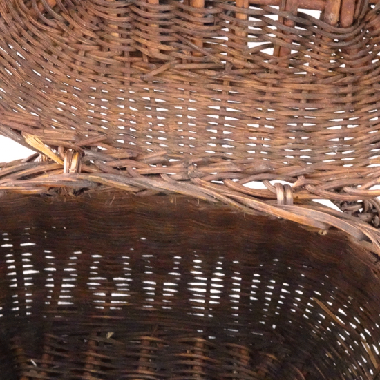 アンティークバスケット | フランス 19世紀 ブラックパニエ 蓋付き 籐