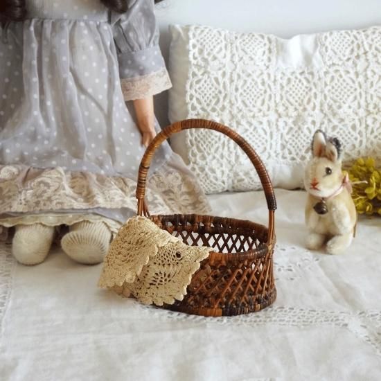 アンティーク バスケット パニエ | フランス 籐のドールパニエ 人形用
