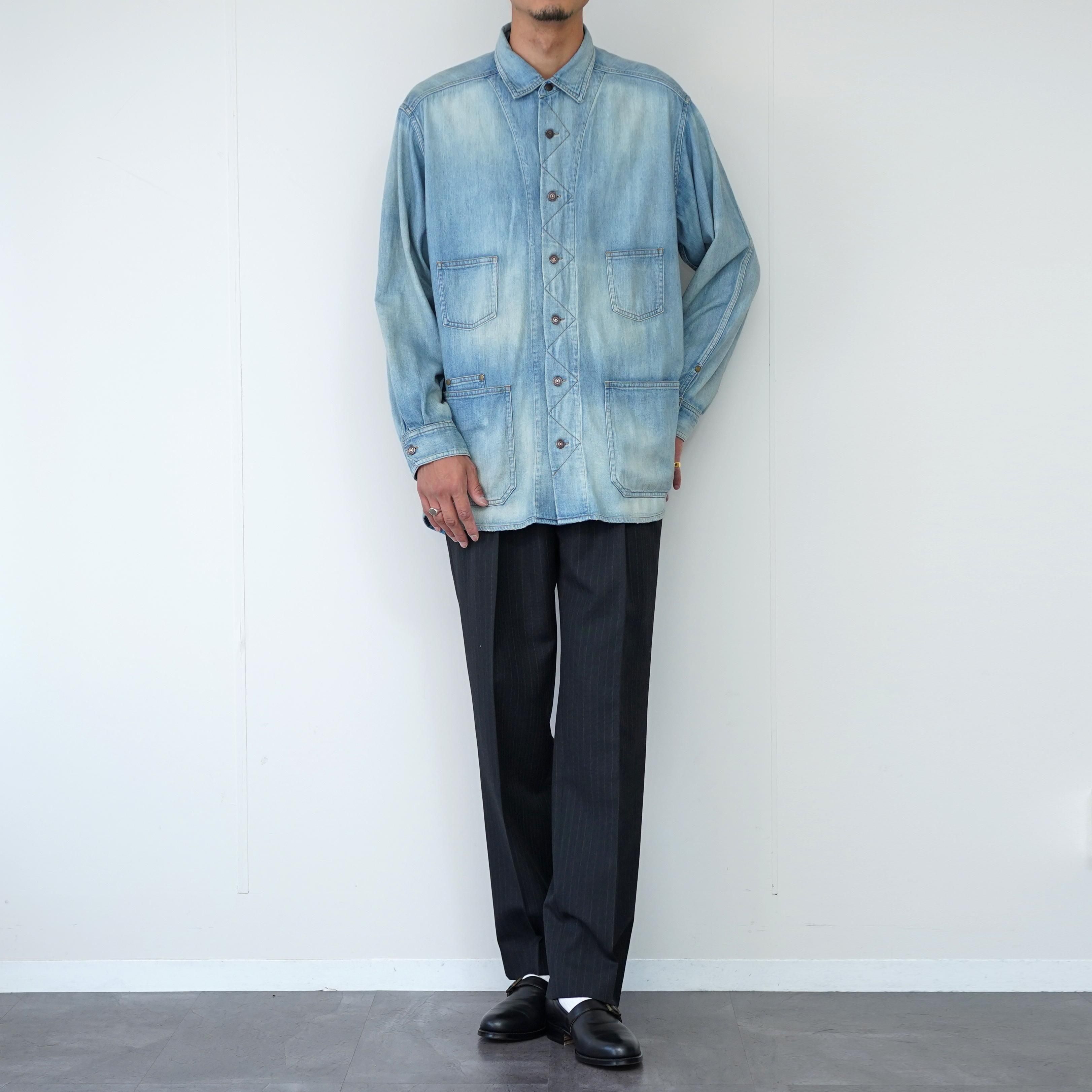 MAATEE&SONS】DENIM SHIRTS COVERALL FADE INDIGO - THIRTY' THIRTY' STORE
