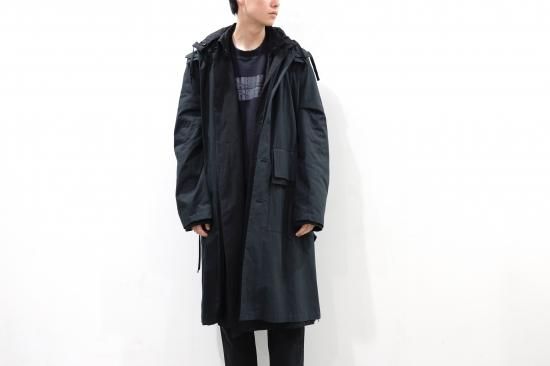 stein | シュタイン OVERSIZED LAYERED HOODED COAT(BLACK) / オーバー