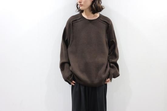 YOKE | BROKEN CREWNECK SWEATER(BROWN) | ブロークンクルーネック