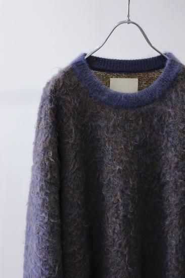 YOKE | 4COLOR MIX JACQUARD MOHAIR CREWNECK(BLUE) | 4カラーミックス