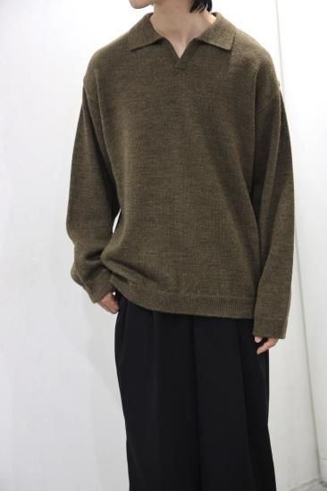 Blanc YM / Wool Knit skipper Shirt(BROWN)通販サイト - 京都取扱い