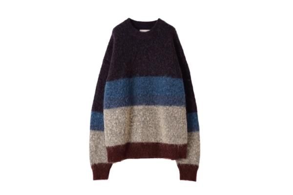 YOKE | MOHAIR BORDER CREWNECK SWEATER(PURPLE) | モヘアボーダー