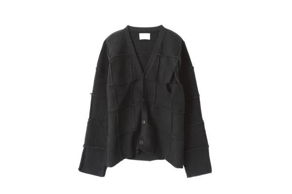 YOKE | PATCHWORK RIB BUTTONED CARDIGAN(BLACK) | パッチワークリブ