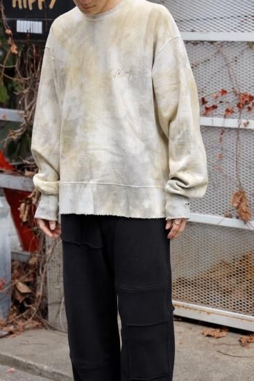 ANCELLM | アンセルム MARBLING SWEAT SHIRT(BEIGE/BLACK