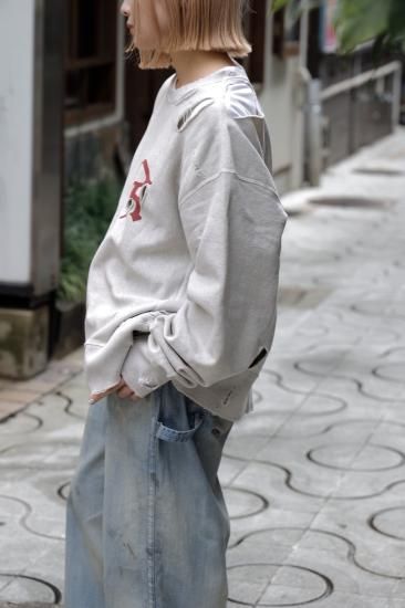 ANCELLM | アンセルム CRASH SWEAT SHIRT(HEATHER WHITE) / クラッシュ