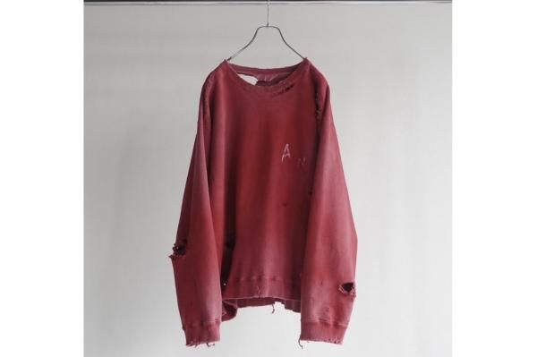 ANCELLM | アンセルム CRASH UNEVEN OVER SWEAT SHIRT(RED