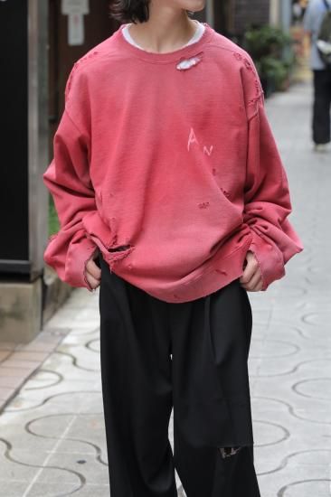 ANCELLM | アンセルム CRASH UNEVEN OVER SWEAT SHIRT(RED