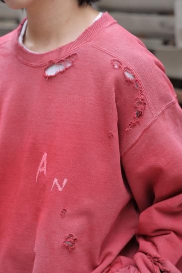 ANCELLM | アンセルム CRASH UNEVEN OVER SWEAT SHIRT(RED