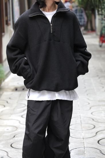 YOKE | WOOL FREECE HALF ZIP PULLOVER(BLACK) | ウールフリースハーフ