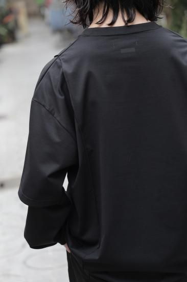 stein | シュタイン OVERSIZED LAYERED SLEEVE TEE(BLACK) / オーバー