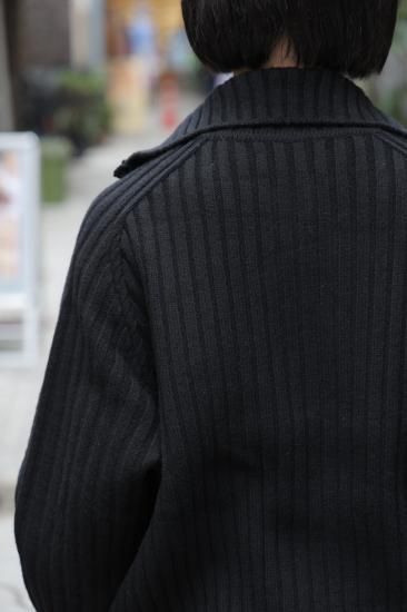 YOKE | Wide Rib Highneck Zip Cardigan(BLACK) | ワイドリブジップ