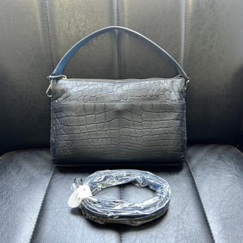 クロコダイル2WAYバッグ | ネイビーブルー - 『皮革に製品としての生命