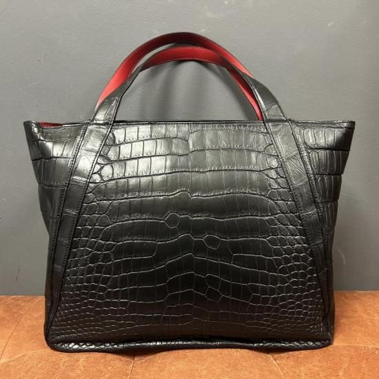 クロコダイルトートバッグ｜マットブラック（オールレザー） - 『皮革