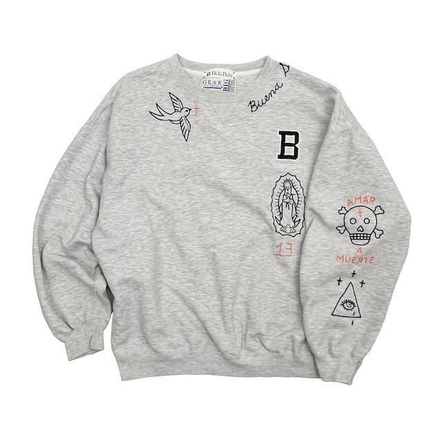 USED×ハンド刺繍 Bワッペン風スエット - メキシコ雑貨 通販『nifunifa』