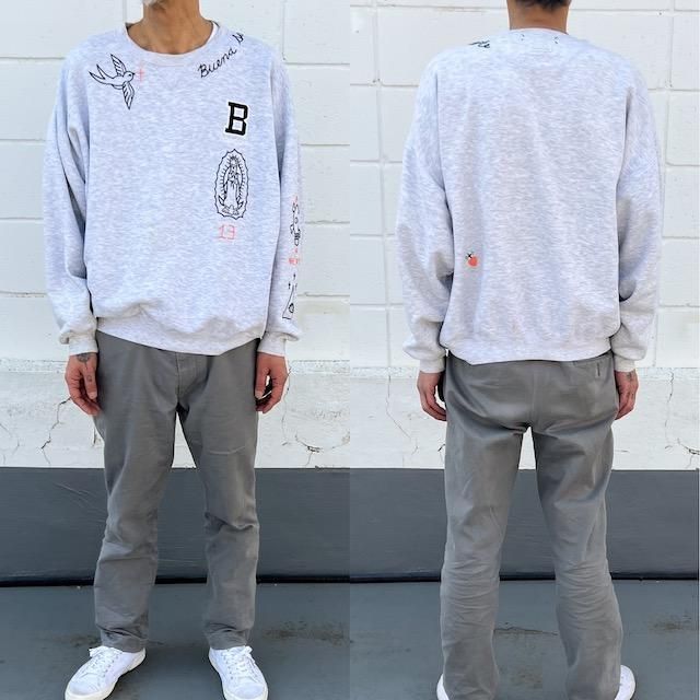 USED×ハンド刺繍 Bワッペン風スエット - メキシコ雑貨 通販『nifunifa』