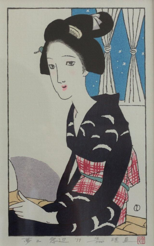 木版画 竹久夢二 窓辺～港屋版 商品番号468- 絵のある暮らし・絵になる