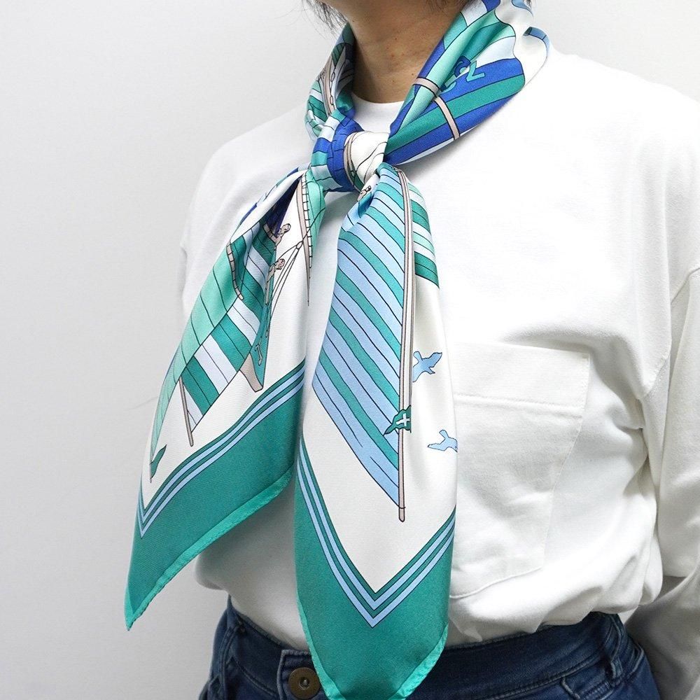 セーリング(CET-063)Marcaオリジナル大判シルクツイルスカーフ -伝統