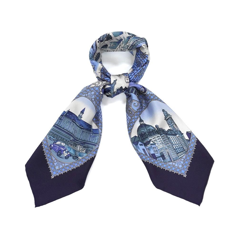 赤レンガ倉庫(CMB-230Y)伝統横濱スカーフ大判絹綾織り-Marca(マルカ