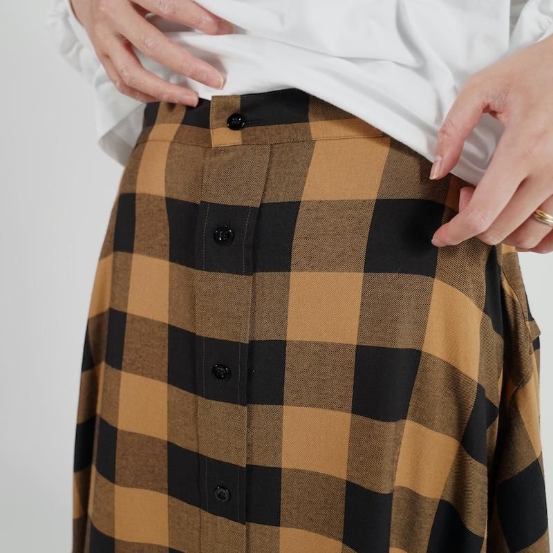 HYKE] ハイク RAYON PLAID SHIRT INSPIRED SKIRT(COYOTE BROWN)