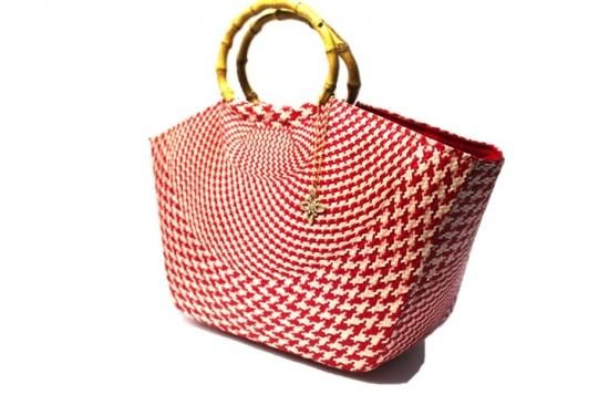 軽いブリヤシ製かごバッグ Pavoreal(パボレアル) チェック柄（D型竹