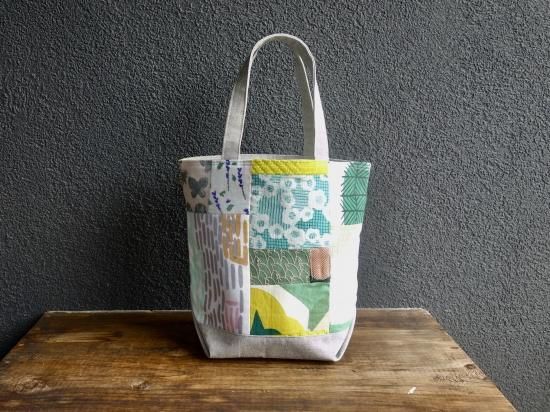 mina perhonen（ミナペルホネン）パッチワーク（緑・黄色系）トート