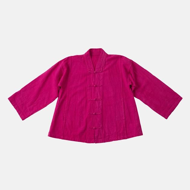 ヂェン先生の日常着｜V ネックチャイナジャケット ピンク
