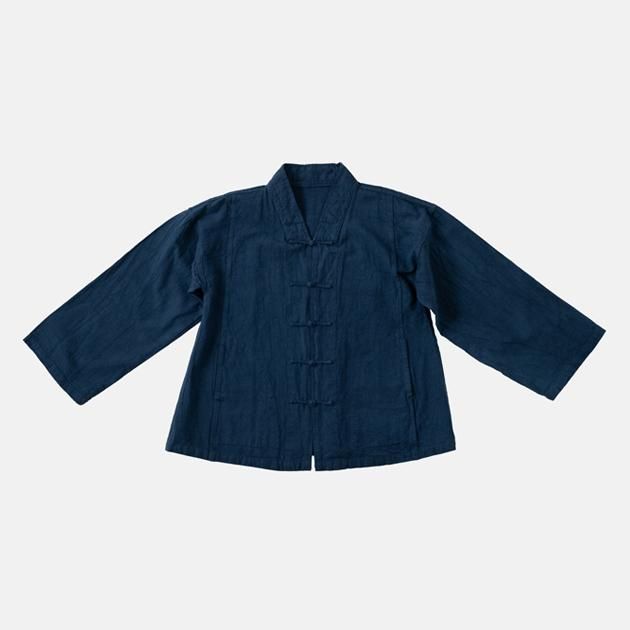 ヂェン先生の日常着｜V ネックチャイナジャケット ネイビー