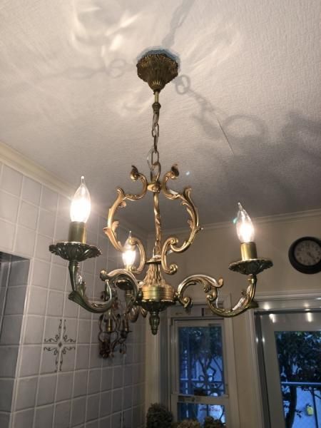 フランスアンティーク シャンデリア 3灯 真鍮製 1930年代