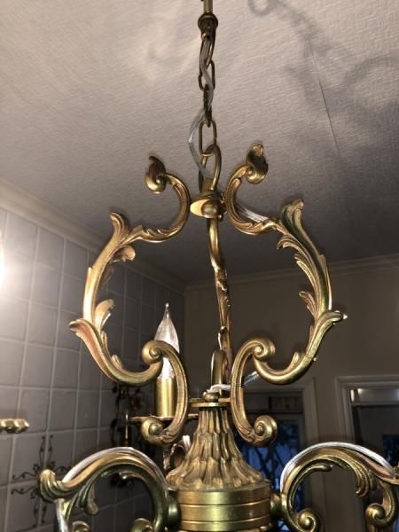 フランスアンティーク シャンデリア 3灯 真鍮製 1930年代