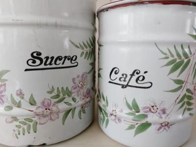 アンティークホーロー 花柄キャニスター フランス製