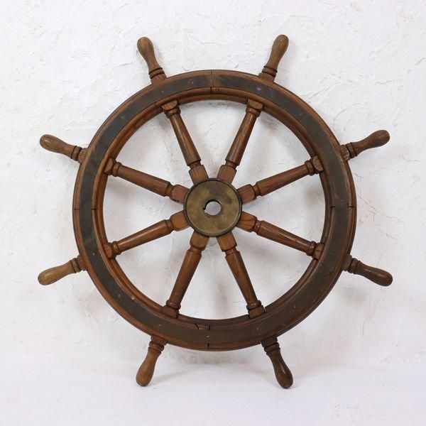 1930年代アンティーク木製舵輪 直径93cmの存在感